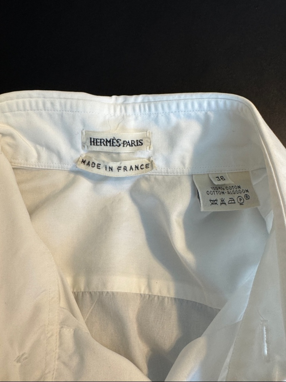 Hermès Paris White Button Down Shirt Made in France Classic Cotton 36 xs s - Picture 2 of 4